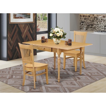 East West Furniture 3 Piece Monza Dining Kitchen Table Set - Oak MZVA3-OAK-W